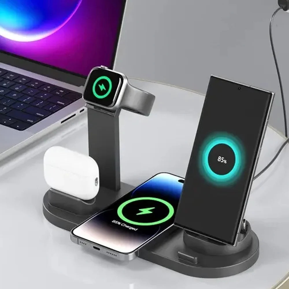 30W 7 in 1 Wireless Charger Stand Pad For iPhone 17- 11 XR Apple Watch Airpods Pro iWatch 8 7 6 Fast Charging Dock Station