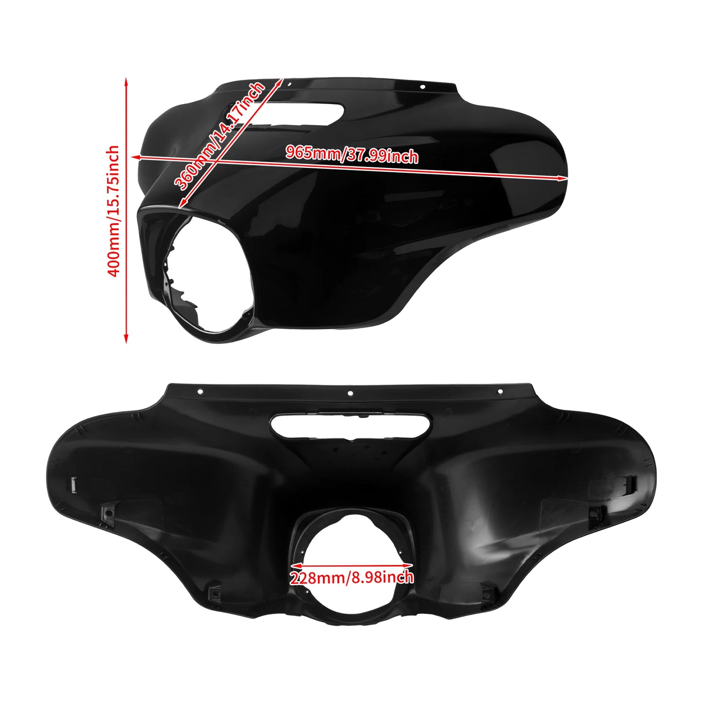 Motorcycle Front Headlight Fairing With LED Light Batwing Outer Cowl Cover For Harley Touring Street Electra Glide Ultra 2014-24