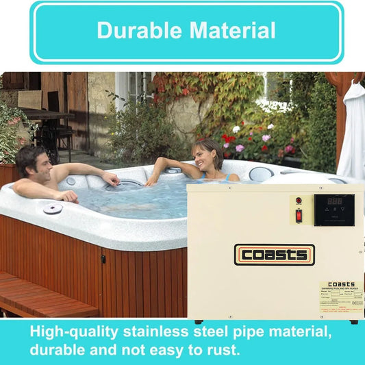 11KW Swimming Pool Heat Pump, Electric Swimming Pool Heater for Above Ground Pools, Max Output 45000BTU/hr, Heat Exchanger 220V
