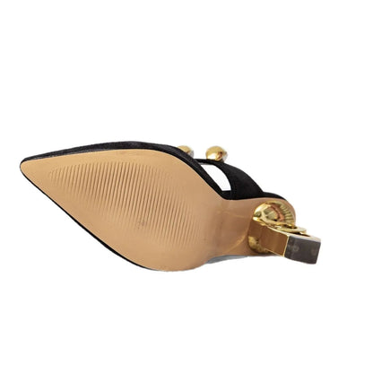High heel sandals, special-shaped high heels, gold buckles, party fashion, back space, comfortable and simple sandals, women