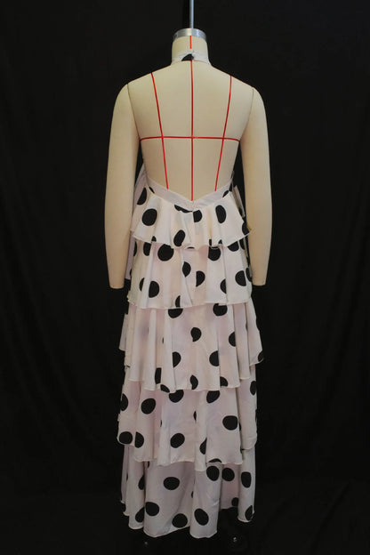 Women Long Dress Cake Dresses Party Night Vestidos Y2k Streetwear Halter Sleeveless Elegant Splice Print Dot Sexy Backless 2026