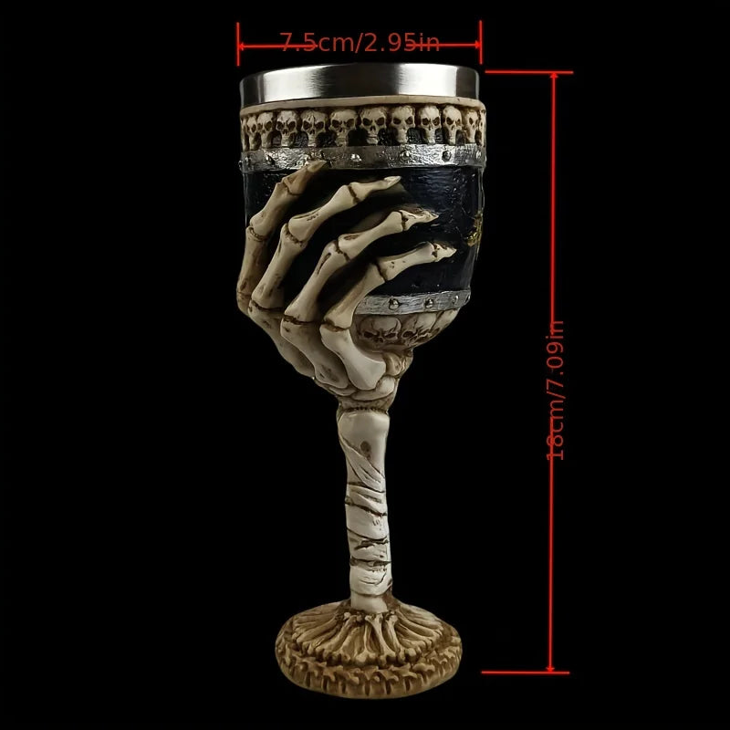 Gothic Skeleton Hand Goblet Halloween Skull Wine Glass Liner Dark Art Home Decor Gift for Gothic Enthusiast Party Drinkware