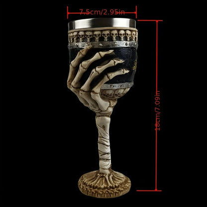 Gothic Skeleton Hand Goblet Halloween Skull Wine Glass Liner Dark Art Home Decor Gift for Gothic Enthusiast Party Drinkware