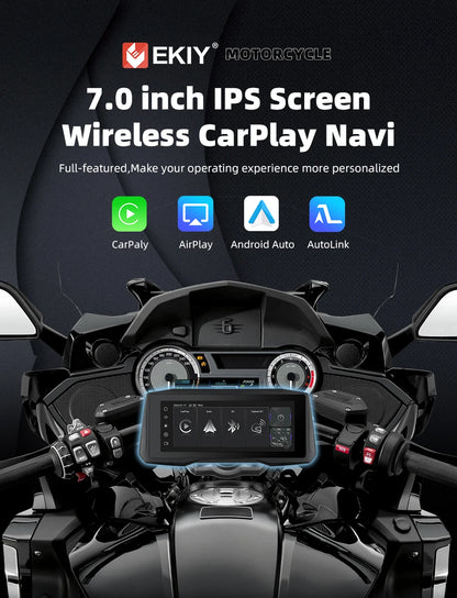EKIY 7 inch Wireless CarPlay Moto Android Auto Portable Digital Motorcycle Dashboard GPS Navigation Display Screen Monitor TPMS