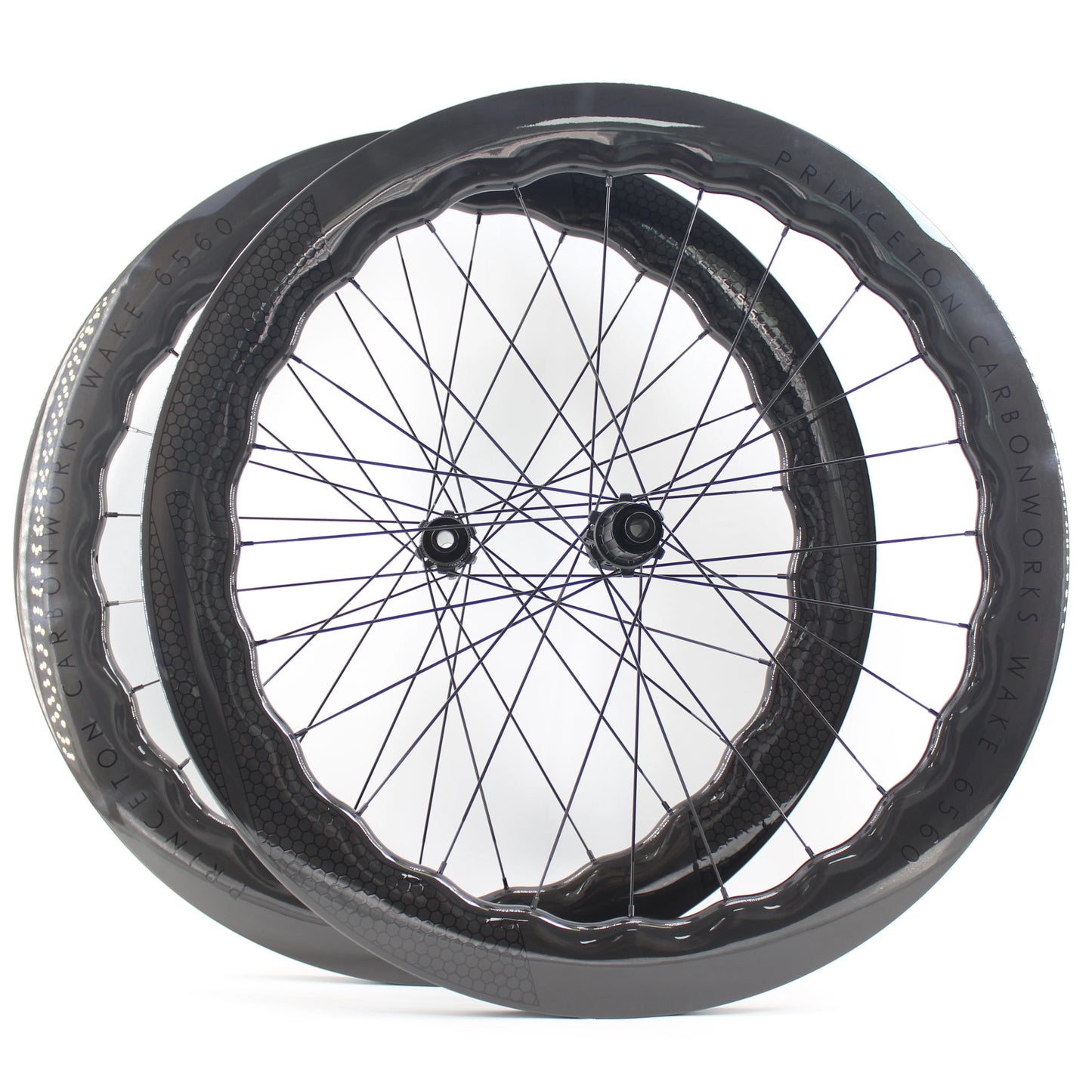 New 700C 65mm wave Road Bike UD Full Carbon Fibre Bicycle Thru Axle Center lock Disc brake Wheelset clincher tubeless rims 25mm