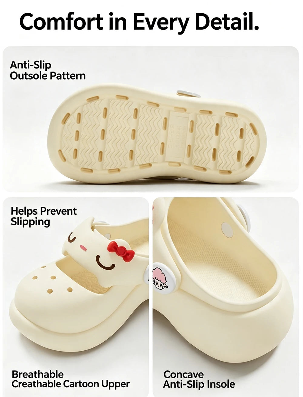 Women Fashion Platform Clogs Cute Cartoon Rabbit Summer Shoes Female Indoor Street Slippers Soft EVA Girls Daily Walking Sandals