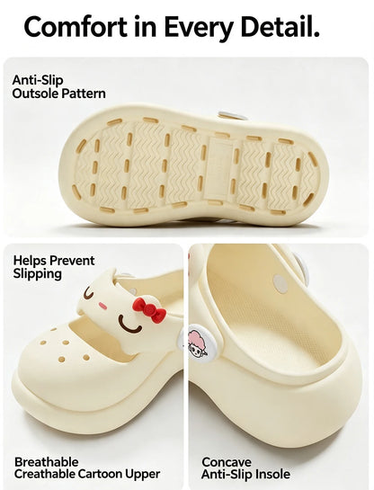 Women Fashion Platform Clogs Cute Cartoon Rabbit Summer Shoes Female Indoor Street Slippers Soft EVA Girls Daily Walking Sandals