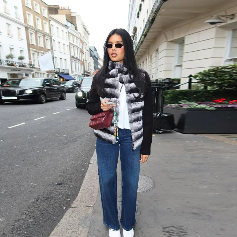 Street Women's Jacket Stand Collar Full Sleeve Faux Fur Solid Zipper Female Jackets 2025 Autumn Fashion Chic Cozy Lady Outwears