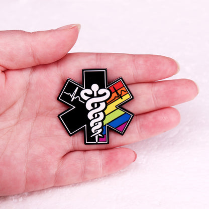 Rainbow Pride Star of Life Badge Medical LGBT Gay Pride Enamel Pin Brooch Jewelry Backpack Decorate Gifts