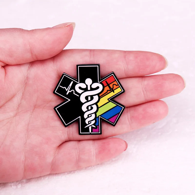Rainbow Pride Star of Life Badge Medical LGBT Gay Pride Enamel Pin Brooch Jewelry Backpack Decorate Gifts