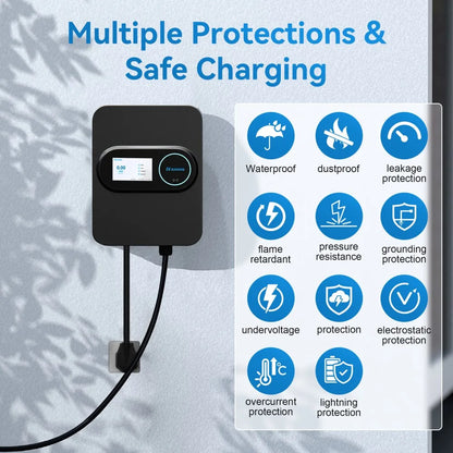 Khons Level 2 Electric Vehicle Charger Station NEMA 14-50 240V 48A Fast Smart Charging at Home For All J1772 EV