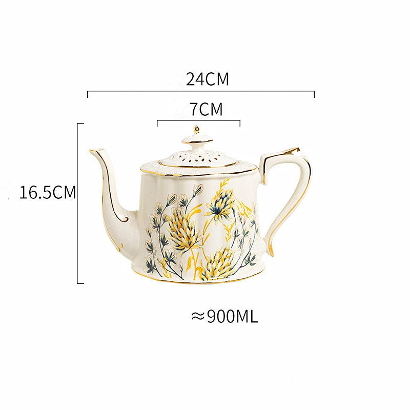 Beautiful Lovely Teapot English British Style 900 ML Canteen Watering Can Jug European High-Grade Porcelain Kettle Ceramic Pot