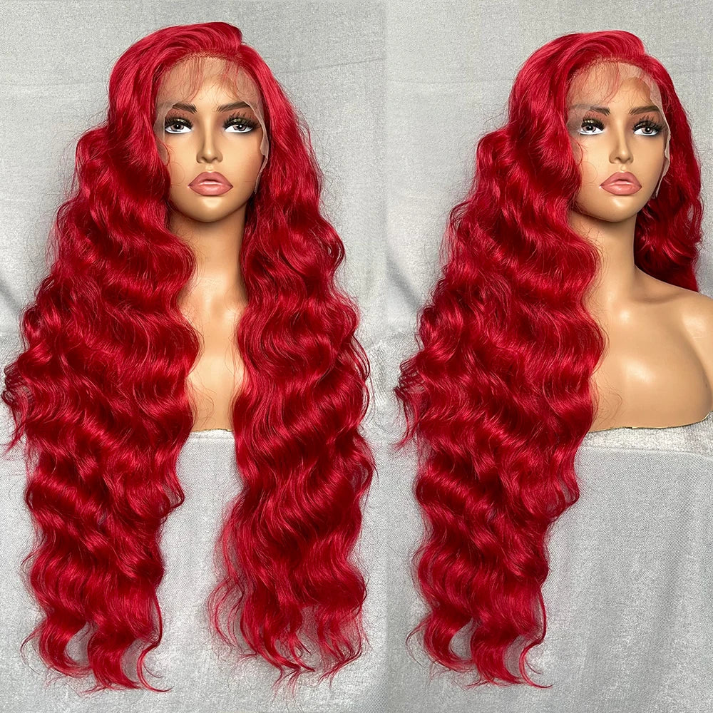 X-TRESS Synthetic Lace Front Hair Wigs for Women 32inch Long Loose Wave Black Color 13X6 Lace Frontal Wig with Natural Baby Hair