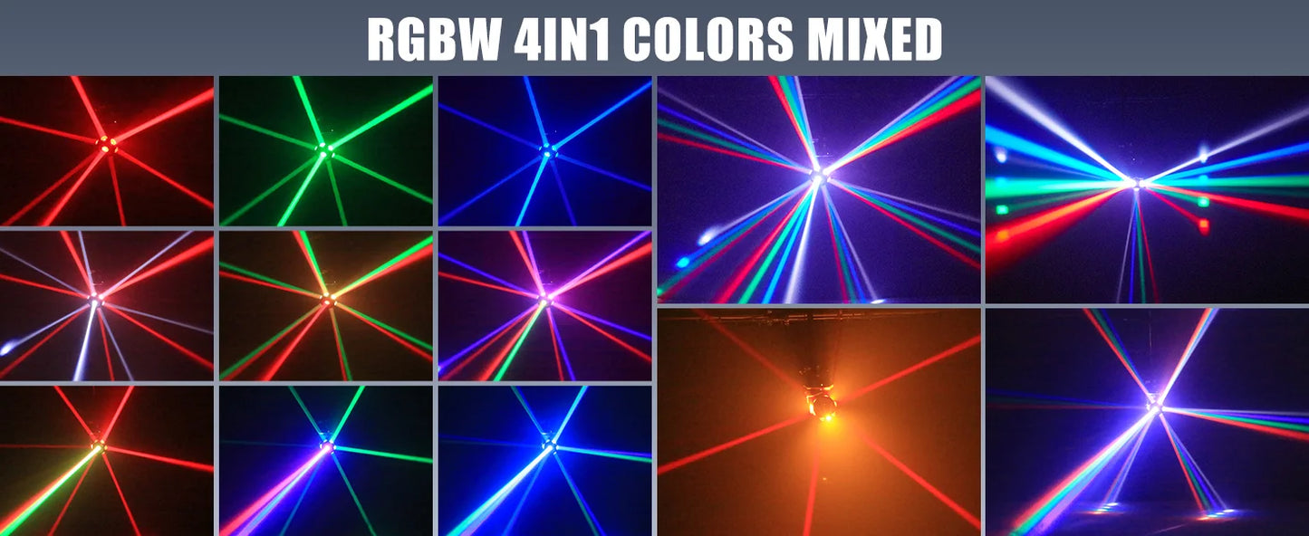 160W LED Moving Head Light Beam RGBW 360°Rotation Stage Effect Lighting Projector DMX512 Sound Control for Disco Party Concert