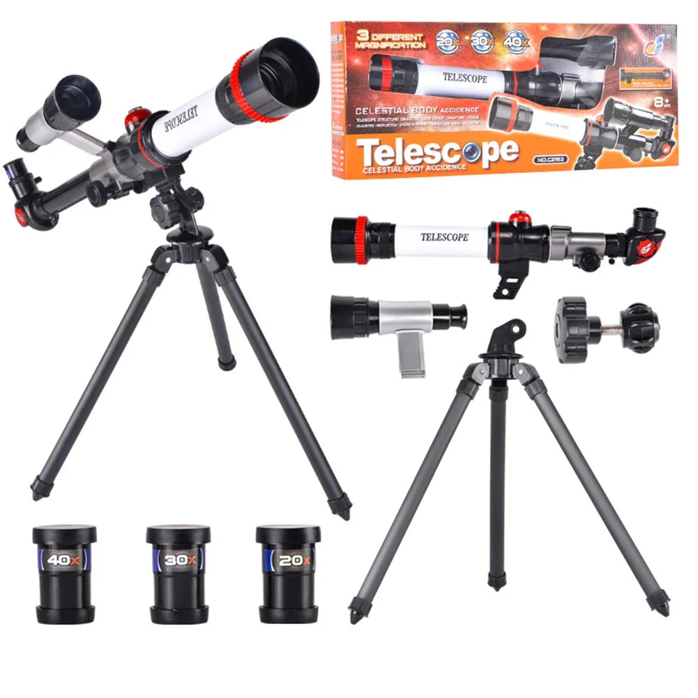 20X 30X 40X Astronomical Telescope Portable Travel Telescope Monocular HD Moon Space Planet Observation for Children Gifts