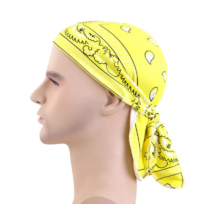 New Paisley Print Hip Hop Turban Cap Elastic Head Wraps Breathable Casual Durags Candy Color Durag Unisex Bandana Pirate Hats