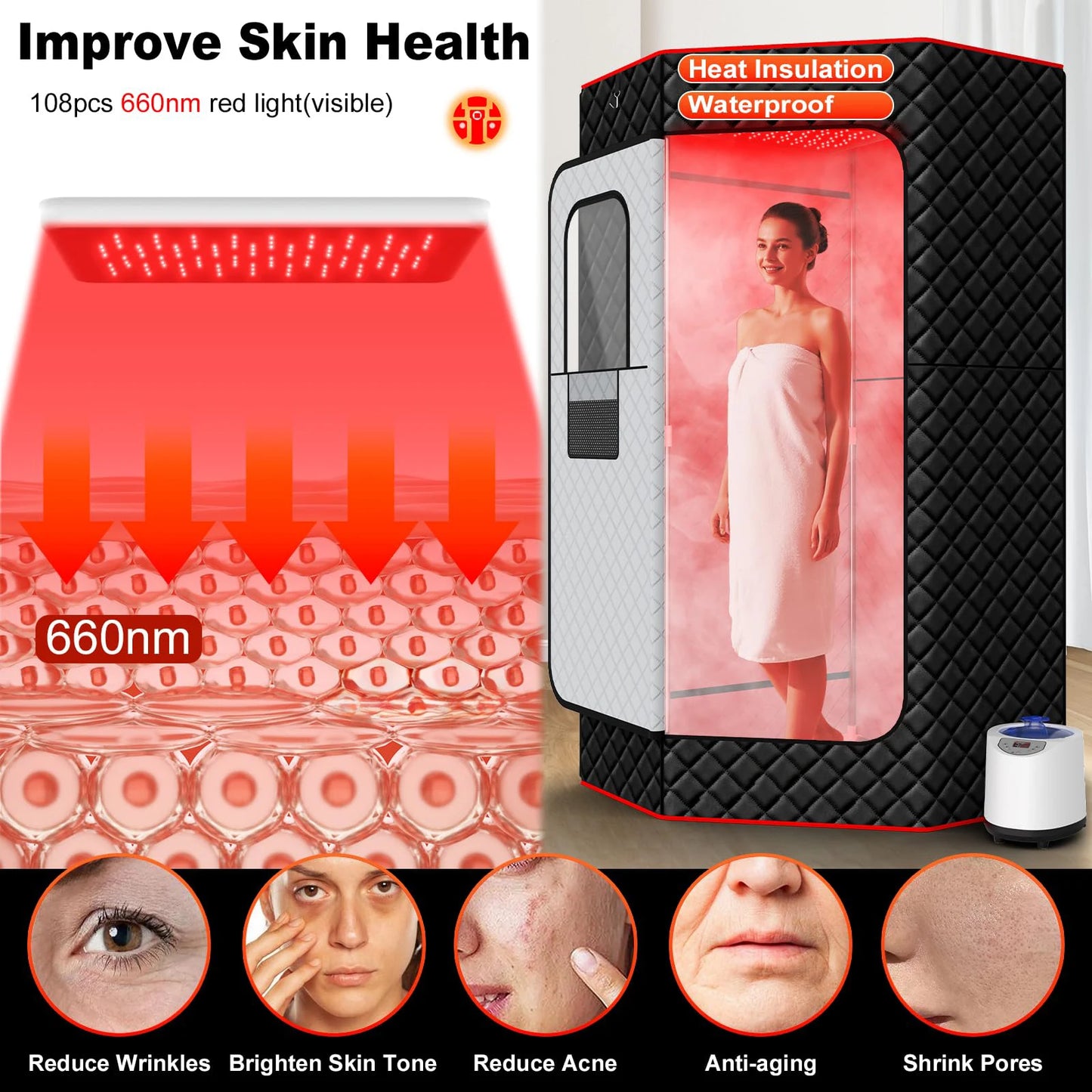 For Salle De Sauna Spa Tubs &  Rooms Indoor Outdoor Infrared Portable Tent Sauna Heater Kit with Control Panel