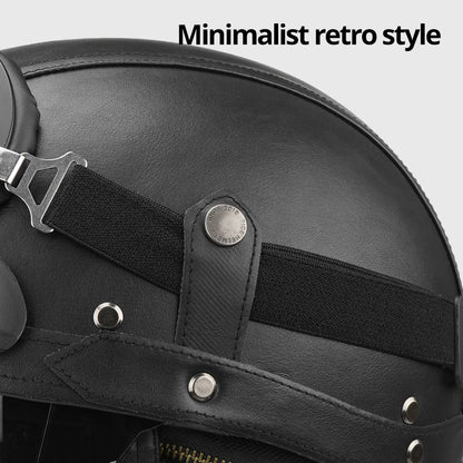 Motorcycle Half Helmet Leather Vintage Helmet Four Seasons General Safety Helmet Anti Fall And Sun Cap Moto Open Face Helmet