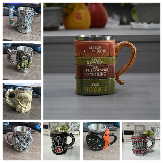 Mug Creative Resin Stainless Steel Water Cup Personalized Wine Glass Gift Decorative Ornament