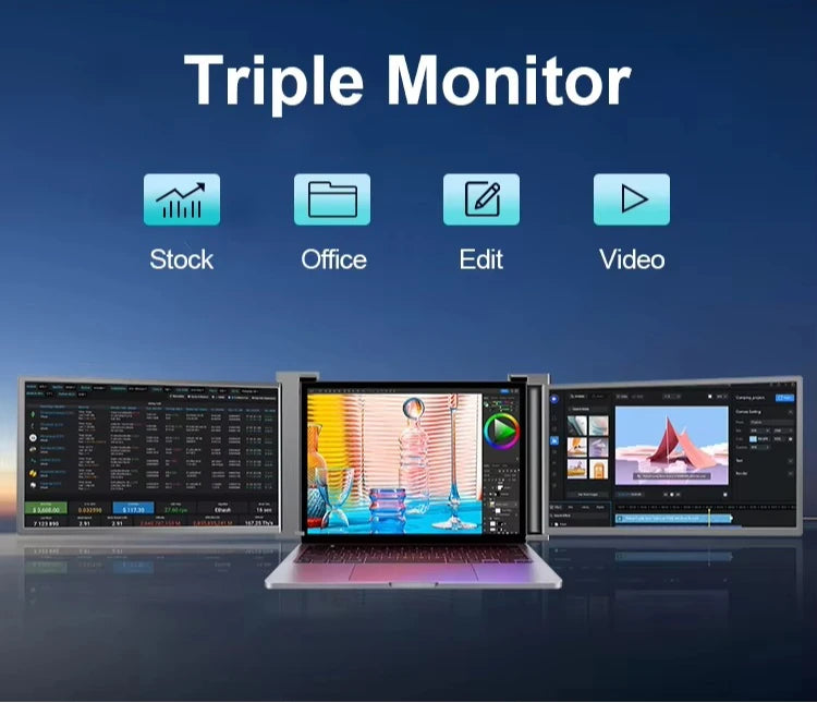 15.6-Inch multi-screen computer split monitor, suitable for laptop screen expander 1920 * 1080P IPS triple portable monitor