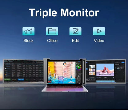 15.6-Inch multi-screen computer split monitor, suitable for laptop screen expander 1920 * 1080P IPS triple portable monitor