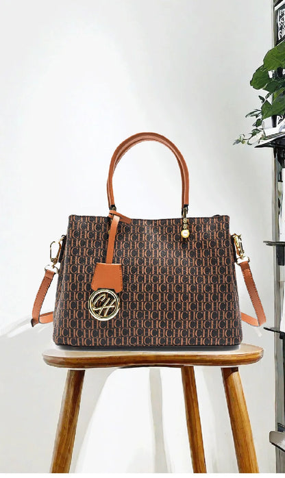 CH Letter Printed Handbag Light Luxury Brand Letter Pendant Design Fashionable and High-quality PU Leather Tote Bag