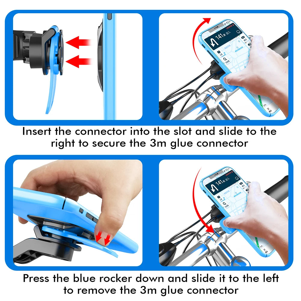 Motorcycle Phone Holder 360° Rotatable Bike Phone Support Anti-Shock Outdoor Riding Navigation Phone Bracket Cycling Accessories
