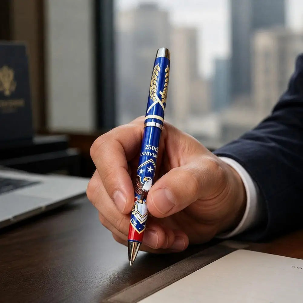250th U.S. Anniversary Ballpoint Pen 1776-2026 Patriotic Commemorative Metal Plastic Writing Pen Gift Boxed Souvenir Gift