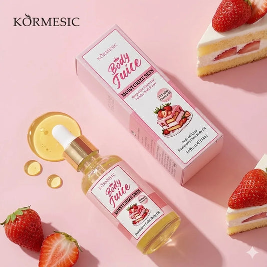 KORMESIC Strawberry Cake Body Oil - Hydrating Moisturizing Nourishing Skin Long-lasting Sweet Fragrance For All Skin Types
