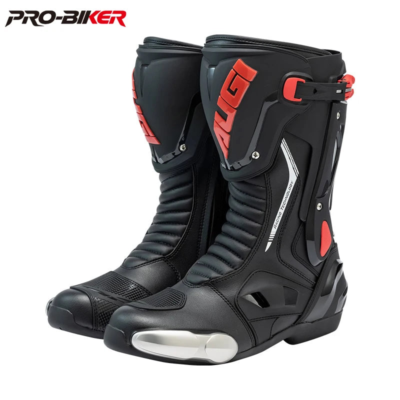 Green Motorcycle Boots Waterproof Motorcycle Boots Impact Resistant Botas De Seguridad Hombre Non-slip Botas De Moto Lightweight