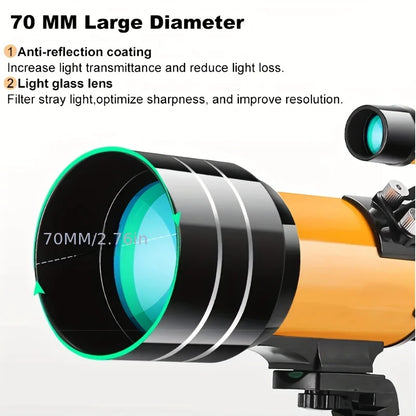 150x zoom HD night vision F30070 high power professional astronomical telescope to observe the moon with low tripod