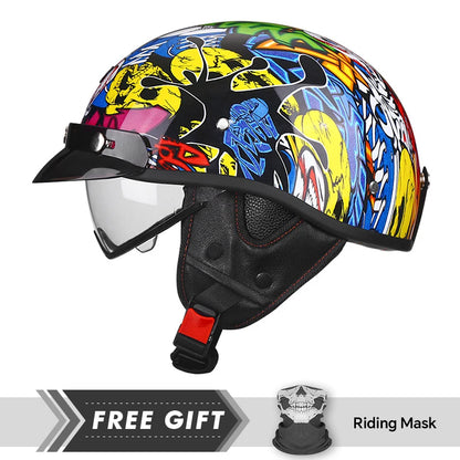 New Arrivals Retro Half Face Motorcycle Helmet DOT ECE Half Motorbike Helmets Men Women Unisex Low Profile Half Helm