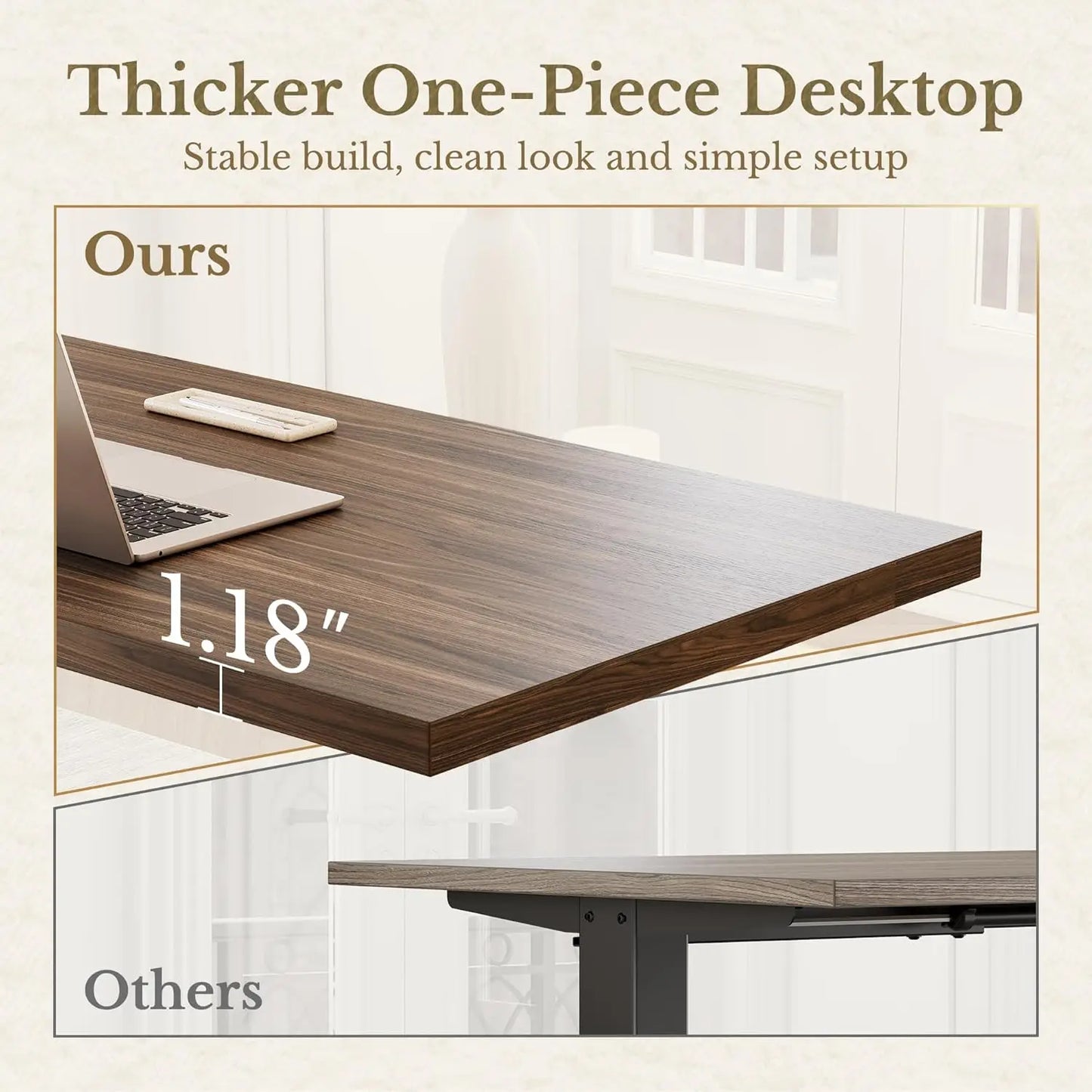 Home Office Furniture Set, 48 x 24 Electric Standing Desk and File Cabinet with 5 Drawes,1.18" Thickness, Customized
