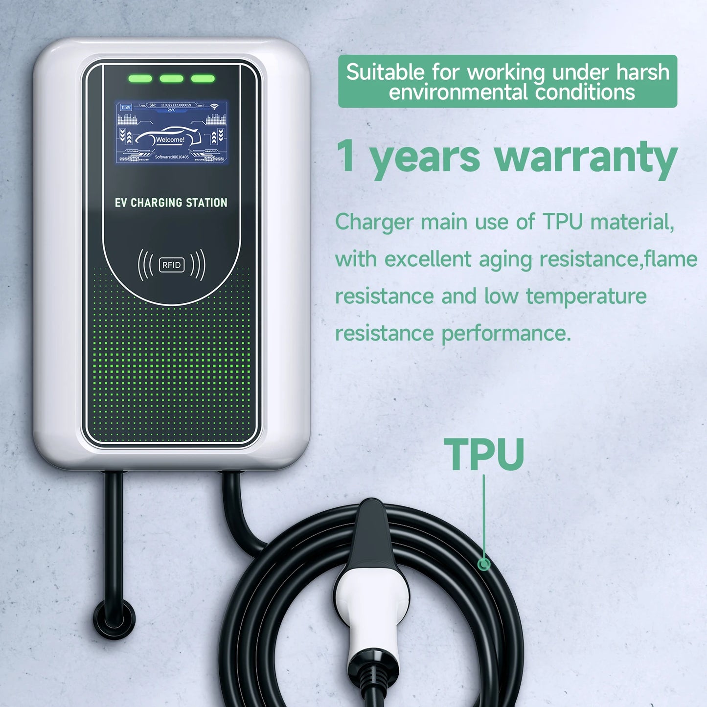 AFYEEV Type2 EV Charger 32A 7.6KW Charging Station Car Charger 11KW 22KW 3Phase EVSE Wallbox APP Bluetooth WiFi Remote Control