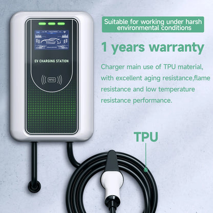 AFYEEV Type2 EV Charger 32A 7.6KW Charging Station Car Charger 11KW 22KW 3Phase EVSE Wallbox APP Bluetooth WiFi Remote Control
