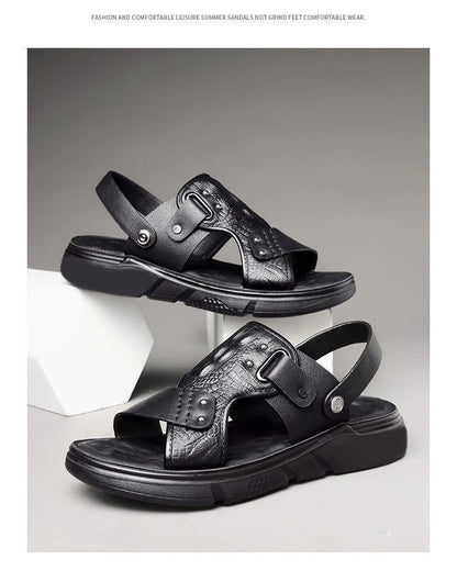 Men's Big Size Sandals Summer Classic Roman Slippers Comfortable Beach Outdoor Walking Shoes  Breathable Casual Slides