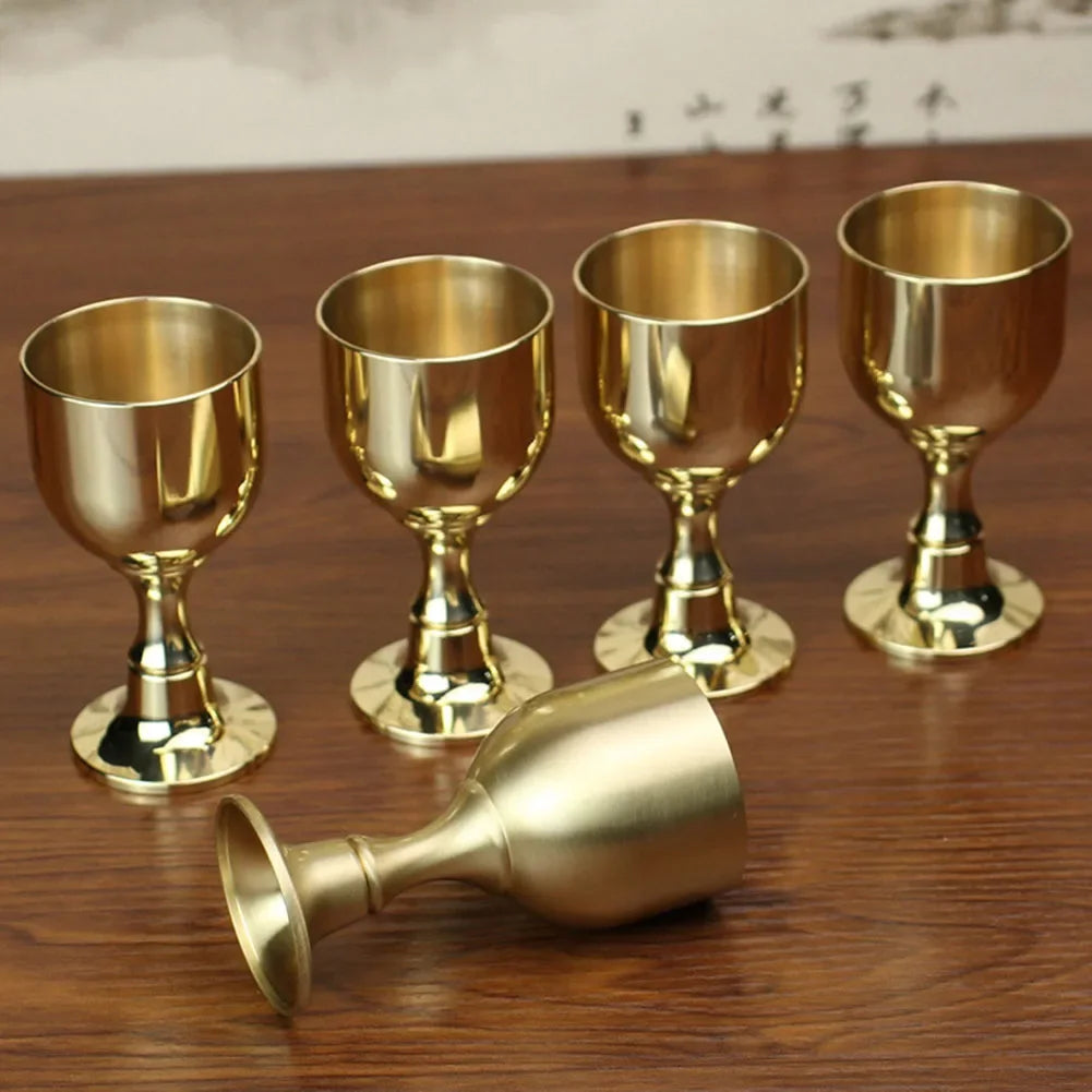 1pcs 50ml 100ml Vintage Brass Mug Red Wine Glass Good Gloss Copper Portable Smooth Edge Water Beer Cup Drinkware For Party Bar