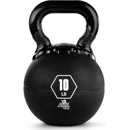 Rhino Kettlebell Rubber Weights Black - Premium Strength Training Equipment - Multiple Weights