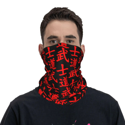 Custom Bushido Kanji Bandana Neck Gaiter for Ski Running Men Women Wrap Scarf Japanese Warrior Samurai Balaclava Warmer