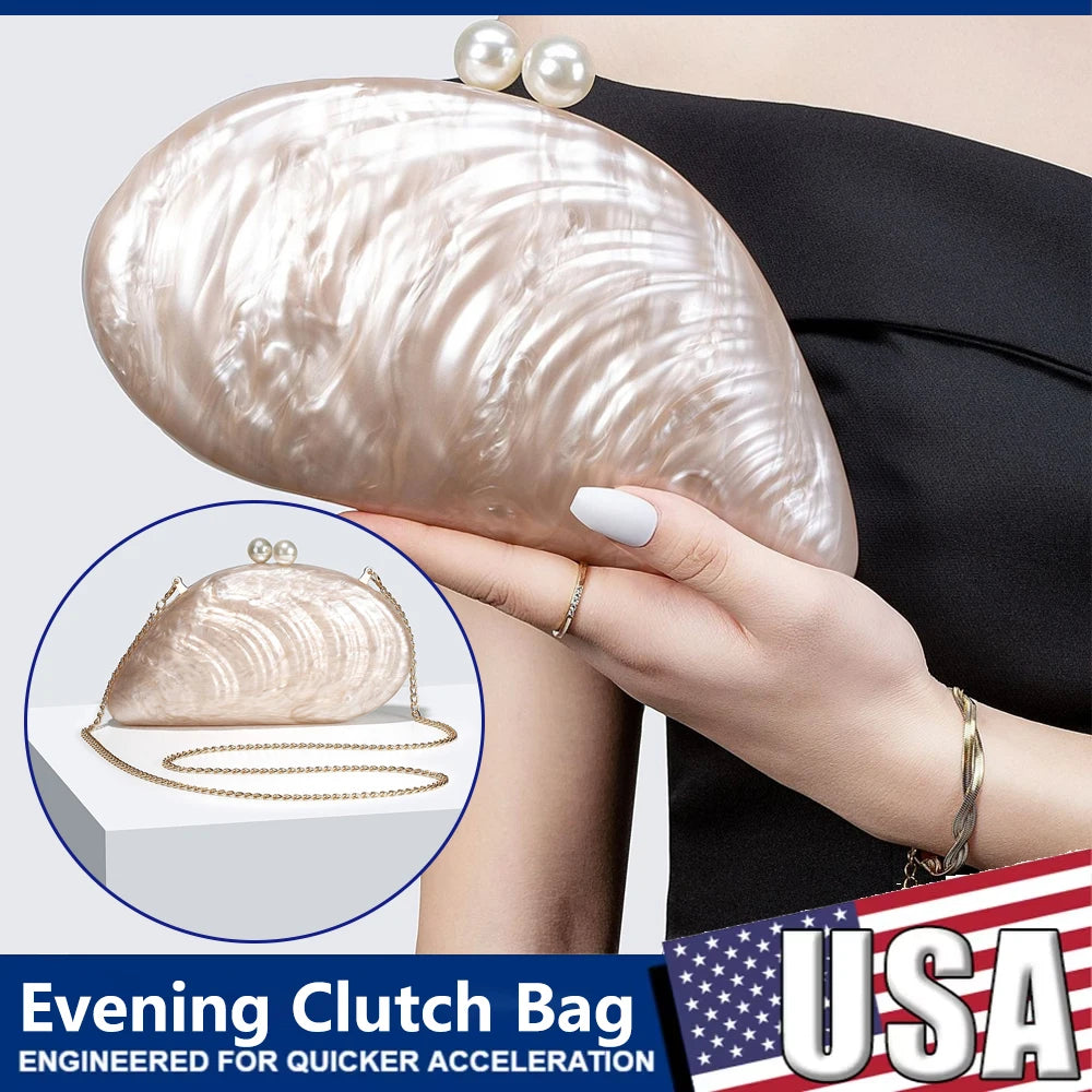 2025 New Acrylic Pearl Shell Bag For Women Shoulder Bag Ladies Fashion Wedding Banquet Evening Bag Bridal Handbag Clutch Purse