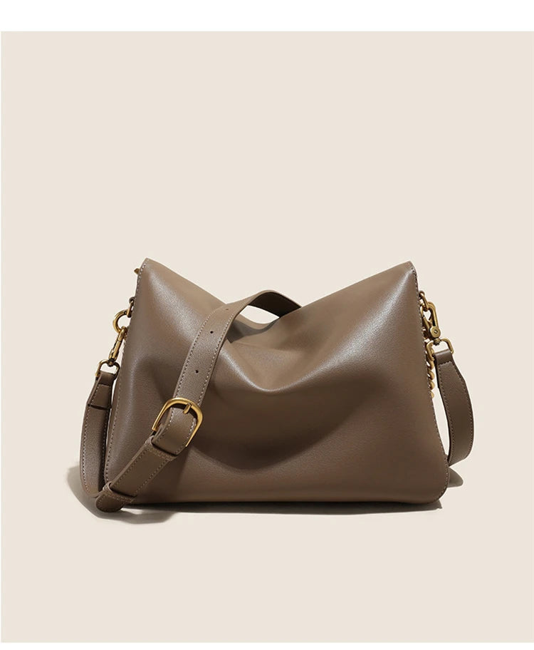 Toptrends Genuine Leather Large Chain Shoulder For Women 2026 Luxury Designer Office Messenger Bags Satchel Cow Ladies Handbags