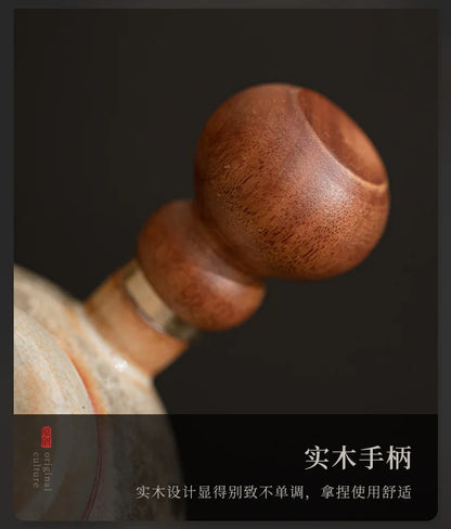 100ml Creative Zhiye Cat Side Handle Pot for Making Tea Handmade Wood-fired Porcelain Pot  for Infusions Kettle Kung Fu Tea Set
