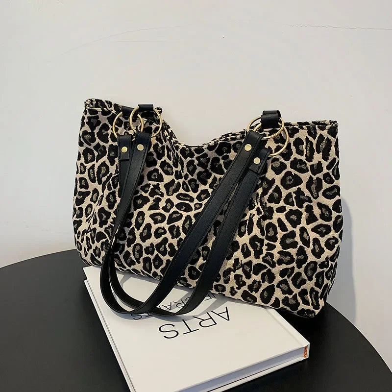 New Fashion Tote Bags Shopping and Travel  Canvas Bags New Women Popular Handbags Large Capacity Leopard Shoulder Bags Сумка