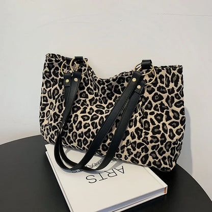 New Fashion Tote Bags Shopping and Travel  Canvas Bags New Women Popular Handbags Large Capacity Leopard Shoulder Bags Сумка