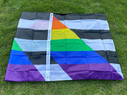 Aerlxemrbrae Rainbow Flag 150X90CM Banner Polyester Grommets LGBT Rainbow Pride Gay Straight Ally Flag