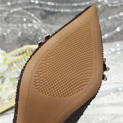 New Arrival African Women Shoes Decorated with Rhinestone Shoes for Women 2025 Designer Luxury Plus Size 43 Wedding Shoes Bride