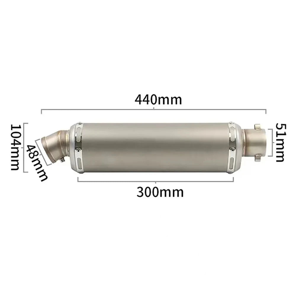 Stainless Steel 51mm Universal Motorcycle Exhaust Muffler Escape 310 370 440 mm Pipe 100cc-1000cc ATV GP Scooter For fz6 pcx125