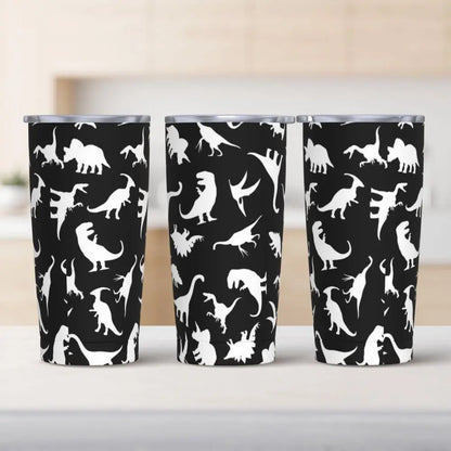 Stainless Steel Tumbler Dinosaur Silhouette Mugs Cup With Straws Animal Beach Cold Drink Water Bottle Insulated Thermal Mug