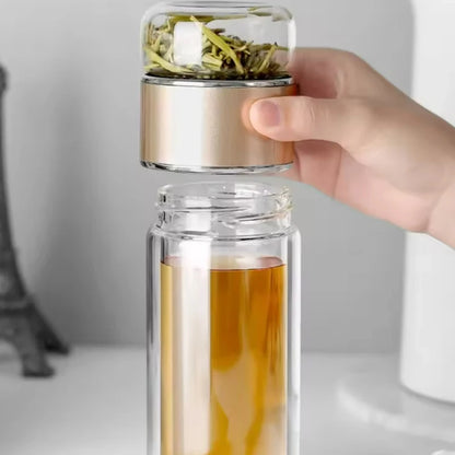 High Borosilicate Glass Tea Water Bottle Double Layer Infuser Tumbler with Tea Filter Drinkware Water Cup for Brewing Bottle