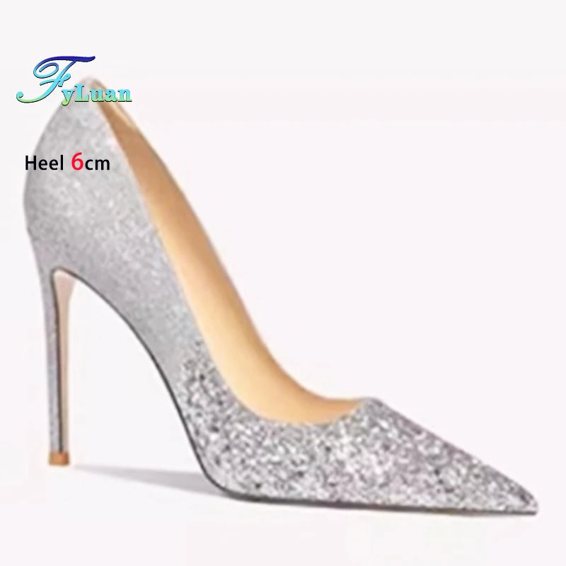 Champagne Color  High Heels 10cm 8cm 6cm Women's Shoes Thin Heels Pointed Head Ladies Pumps Shallow Mouth Stiletto Party Shoes